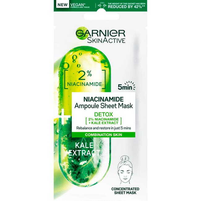 Garnier SkinActive Ampul Sheet Masker Met Boerenkool & Niacinamide