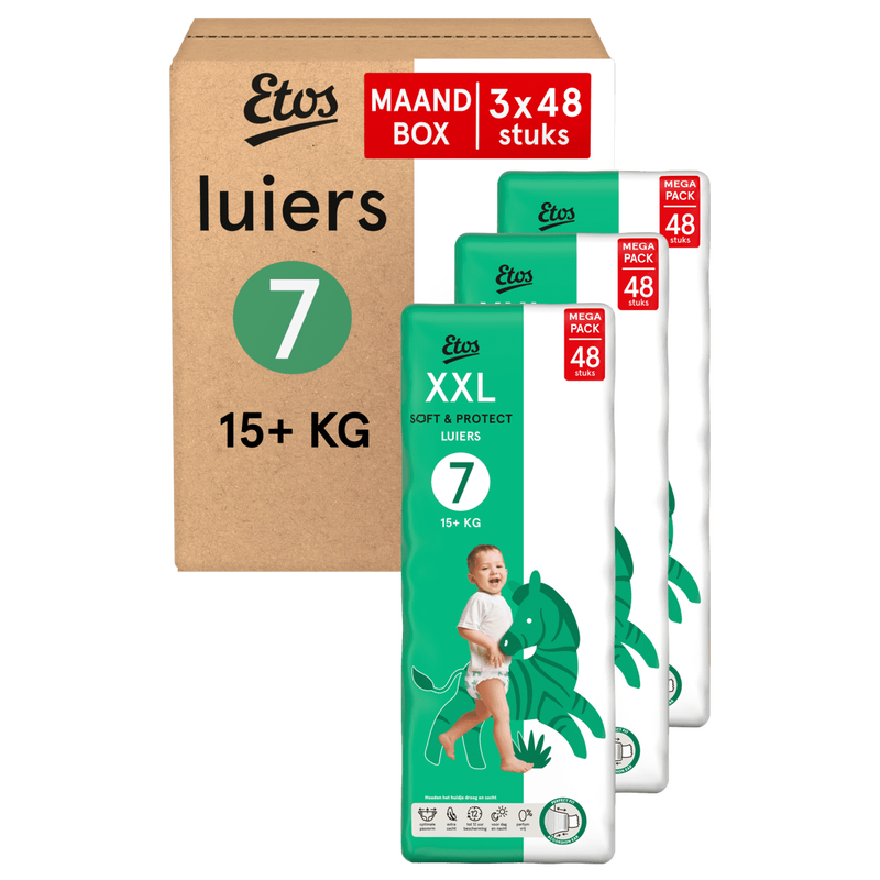 Etos Luiers XXL Maat 7 15+ kg Maandbox 144 stuks