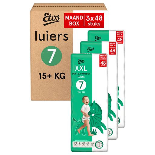 Etos Luiers XXL Maat 7 15+ kg Maandbox 144 stuks