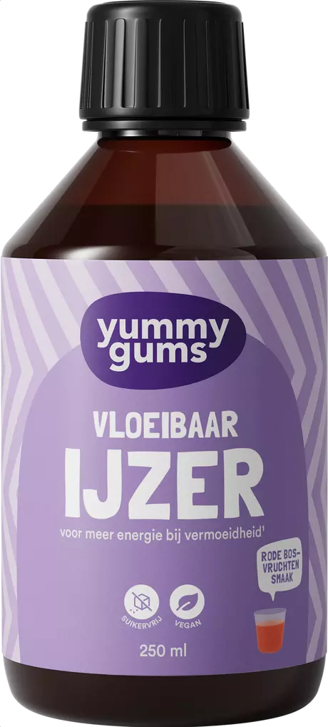 Yummygums Vloeibaar Ijzer Suikervrij 250 ML