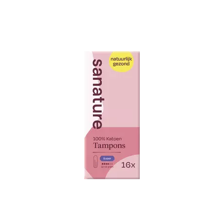 Sanature 100% Katoenen Tampons Super 16 stuks