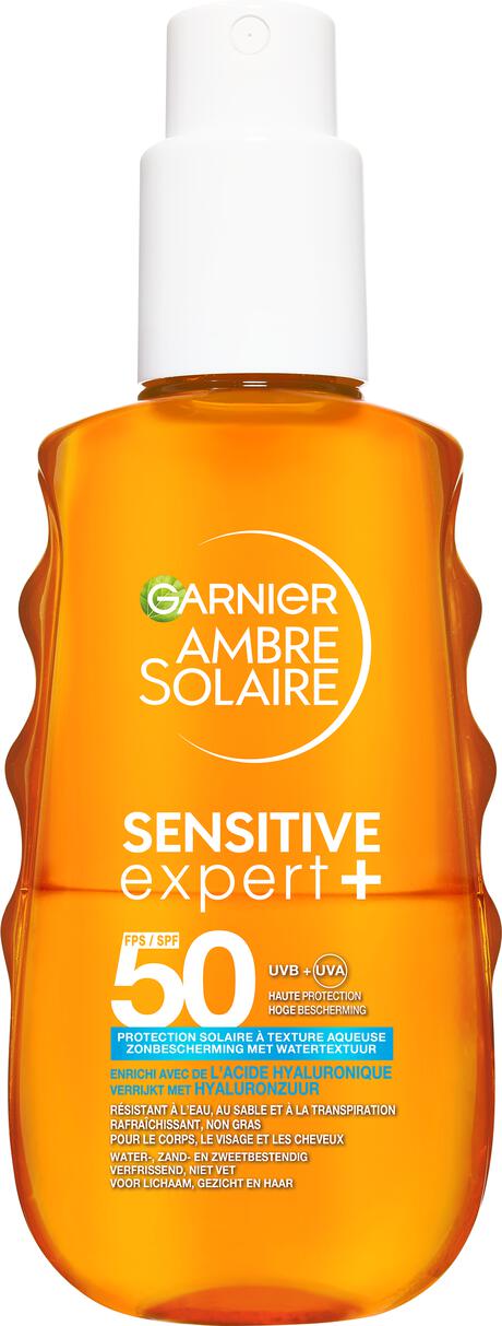 Garnier Ambre Solaire Sensitive Expert Hydraterende Zonbescherming Met Watertextuur SPF50 150 ML