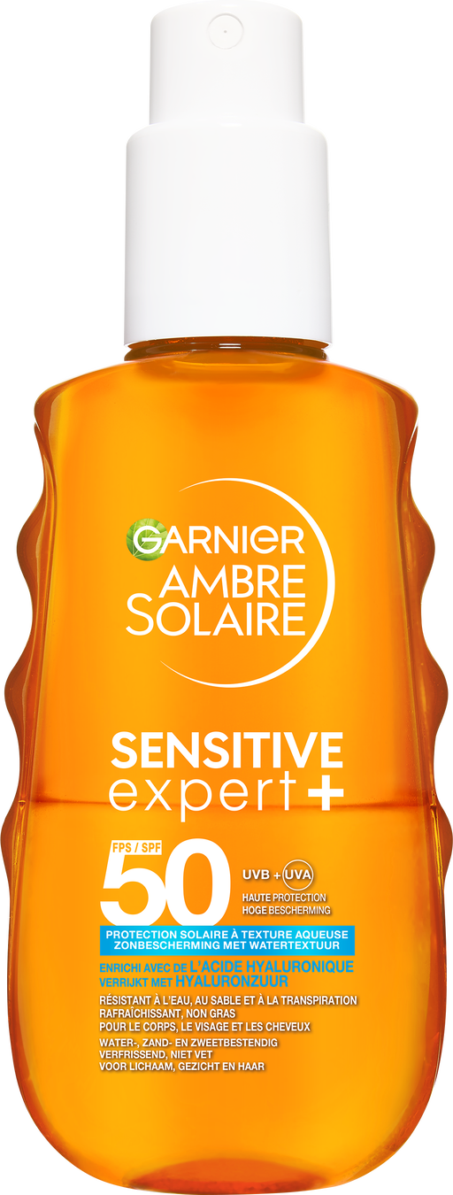 Garnier Ambre Solaire Sensitive Expert Hydraterende Zonbescherming Met Watertextuur SPF50 150 ML