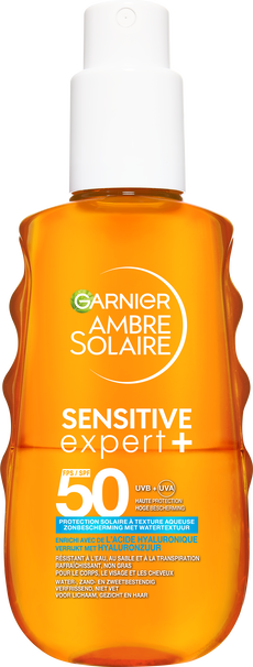 Garnier Ambre Solaire Sensitive Expert Hydraterende Zonbescherming Met Watertextuur SPF50 150 ML