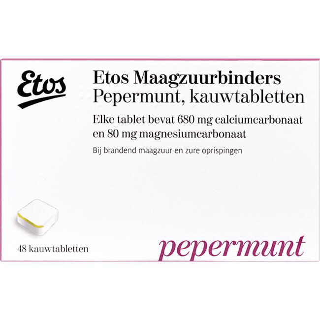Etos Maagzuurbinders Kauwtabletten Pepermunt 48 stuks