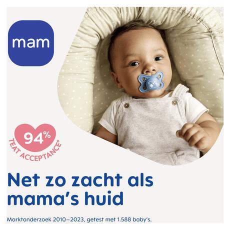 MAM Original Fopspenen Plain Blue 0-6 maanden 2 stuks