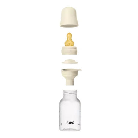 BIBS Babyfles Slow Flow Latex Ivory incl. opvouwbaar trechtertje 150 ML