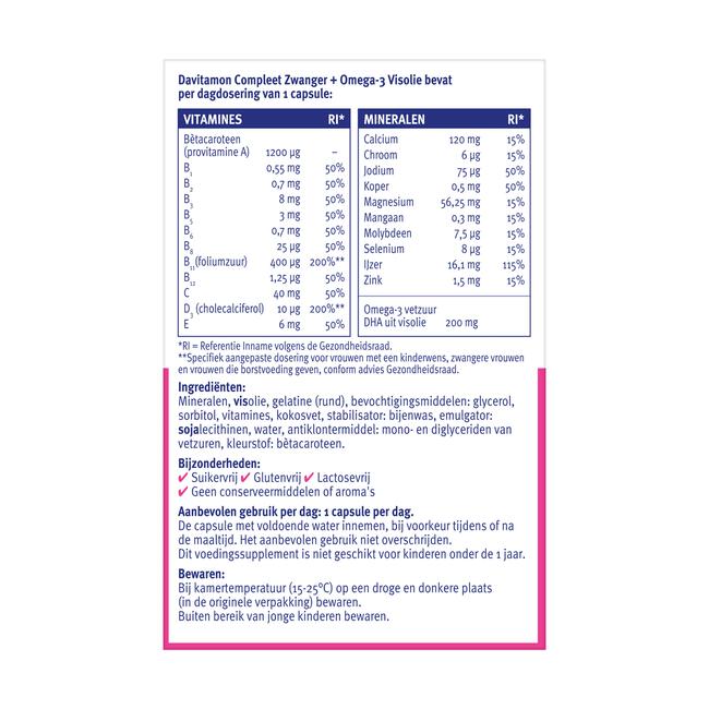 Davitamon Compleet Zwanger + Omega-3 Visolie 60 Stuks