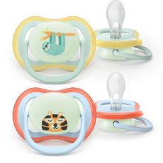 Philips Avent Ultra Air Night – Glow-in-the-dark fopspeen (0-6 mnd) - 2 stuks - SCF376/24