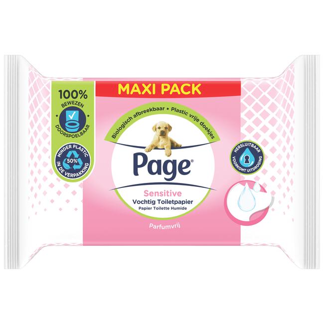 Page Vochtig Toiletpapier - Sensitive Vochtig Maxi Voordeelverpakking