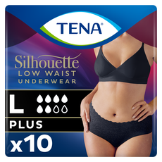 TENA Silhouette Plus Low Waist Wegwerpbroekjes Zwart L 10 stuks
