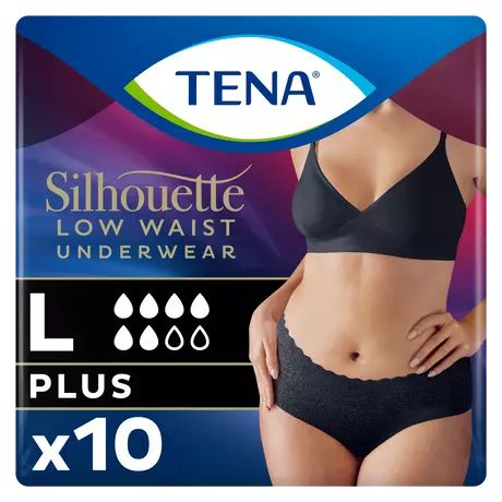 TENA Silhouette Plus Low Waist Wegwerpbroekjes Zwart L 10 stuks