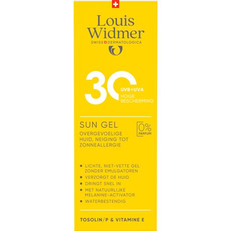 Louis Widmer Suncare Sun Gel SPF30 Zonder Parfum 100 ML