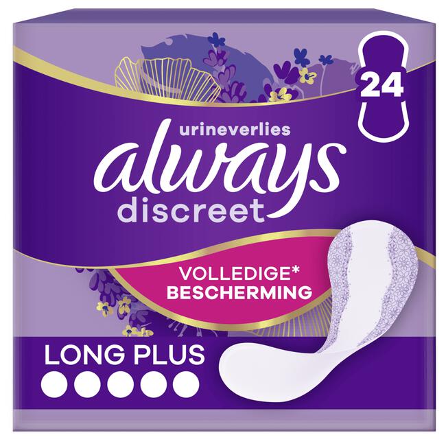 Always Discreet Incontinentie Inlegkruisjes Discreet Long Plus 24 stuks