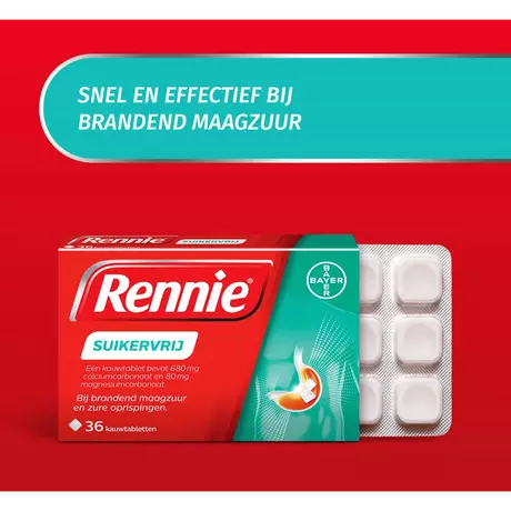 Rennie Suikervrij Kauwtabletten Bij Brandend Maagzuur 36 stuks