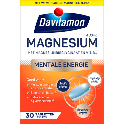 Davitamon Magnesium Vitamine B12 Mentale Energie Tabletten 30 stuks
