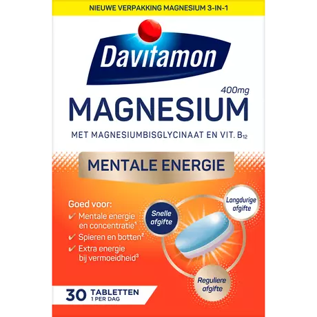 Davitamon Magnesium Vitamine B12 Mentale Energie Tabletten 30 stuks
