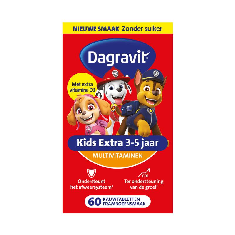 Dagravit Kids Multivitaminen kauwtabletten Xtra 3-5 jaar 60 stuks