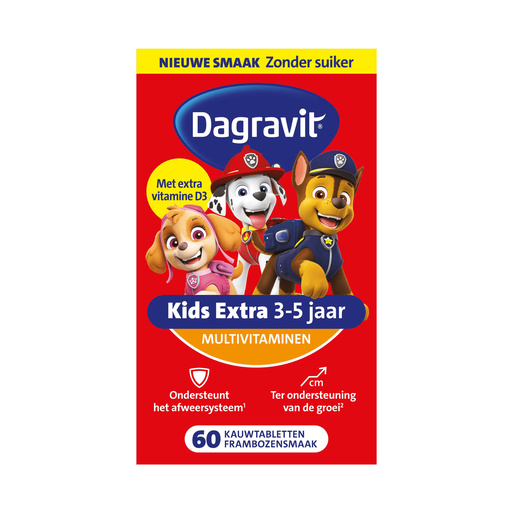 Dagravit Kids Multivitaminen kauwtabletten Xtra 3-5 jaar 60 stuks