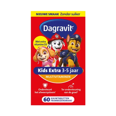 Dagravit Kids Multivitaminen kauwtabletten Xtra 3-5 jaar 60 stuks