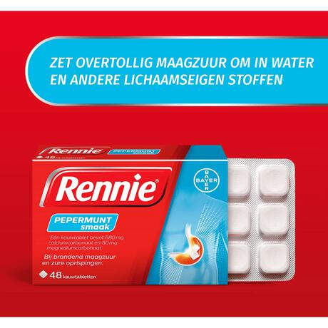 Rennie Pepermunt Kauwtabletten Bij Brandend Maagzuur 48 stuks