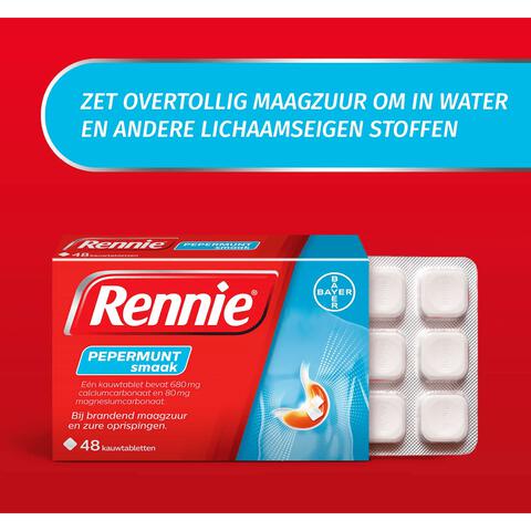 Rennie Pepermunt Kauwtabletten Bij Brandend Maagzuur 48 stuks