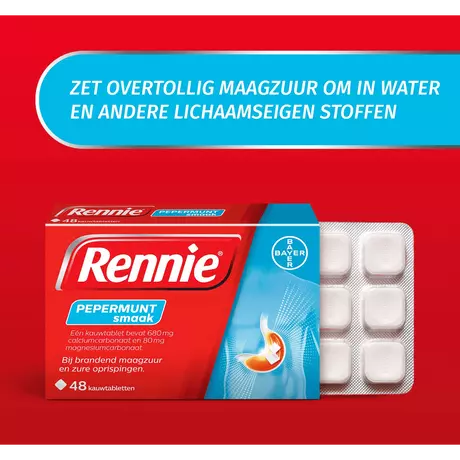 Rennie Pepermunt Kauwtabletten Bij Brandend Maagzuur 48 stuks