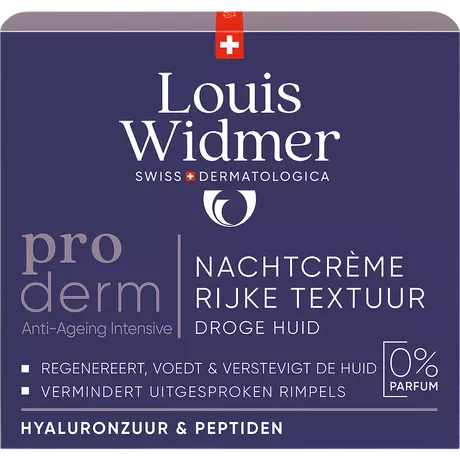 Louis Widmer Proderm Nachtcrème Rijke Textuur Zonder Parfum 50 ML