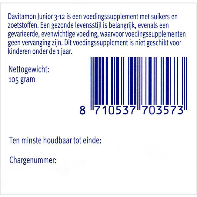 Davitamon Junior 3-12 Kauwtabletten Bananensmaak