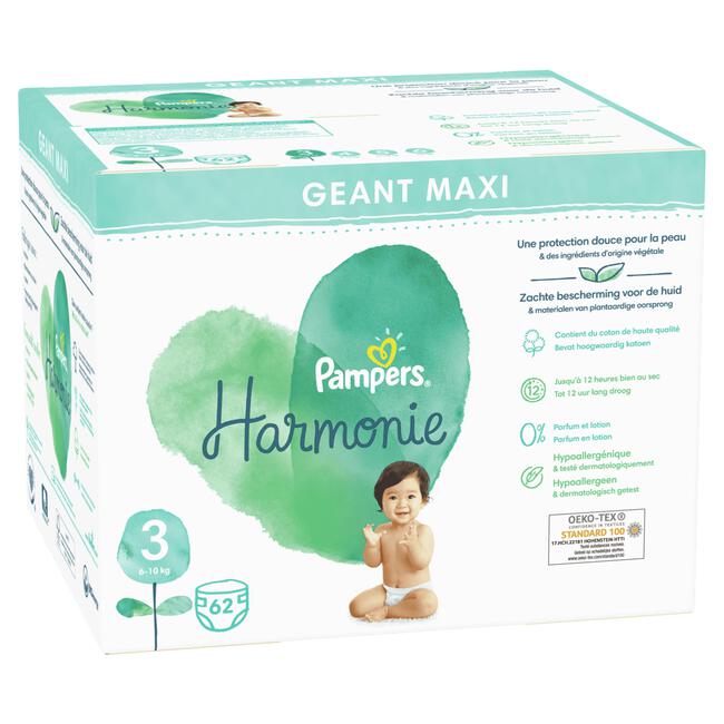Pampers Harmonie Maat 3 62 Luiers 6KG-10KG