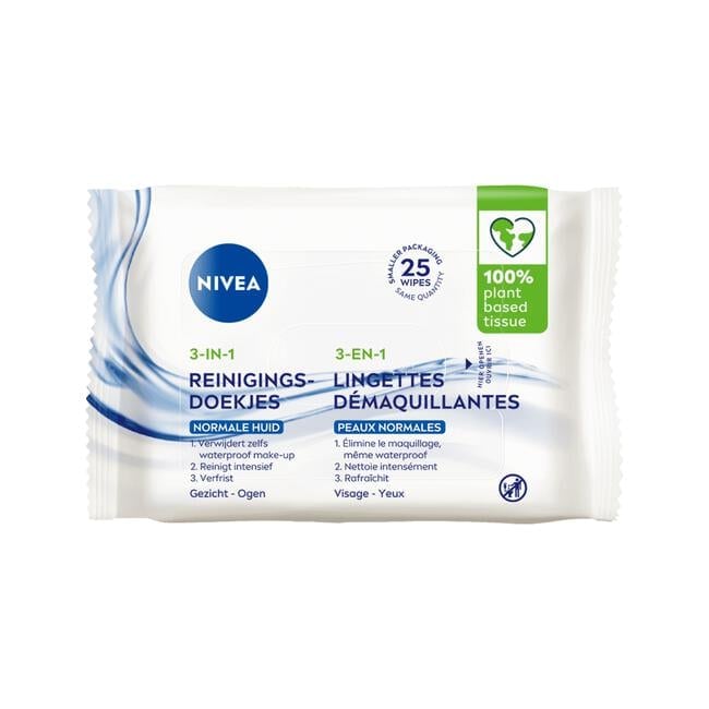 NIVEA 3-in-1 Verfrissende Reinigingsdoekjes 25 stuks