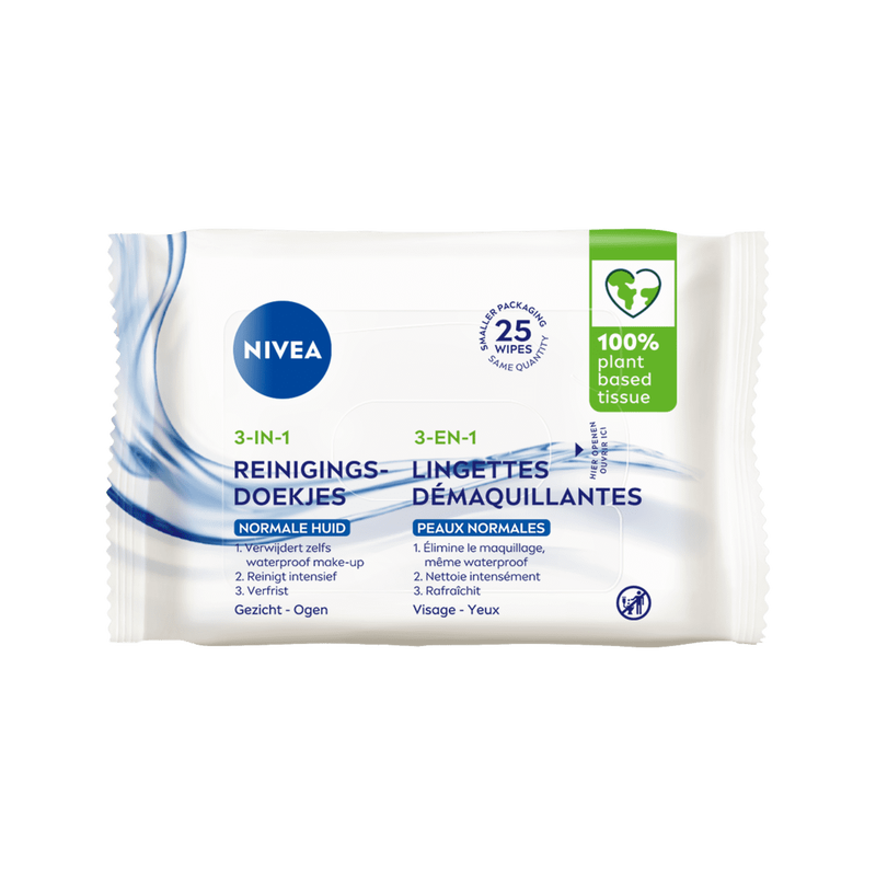 NIVEA 3-in-1 Verfrissende Reinigingsdoekjes 25 stuks