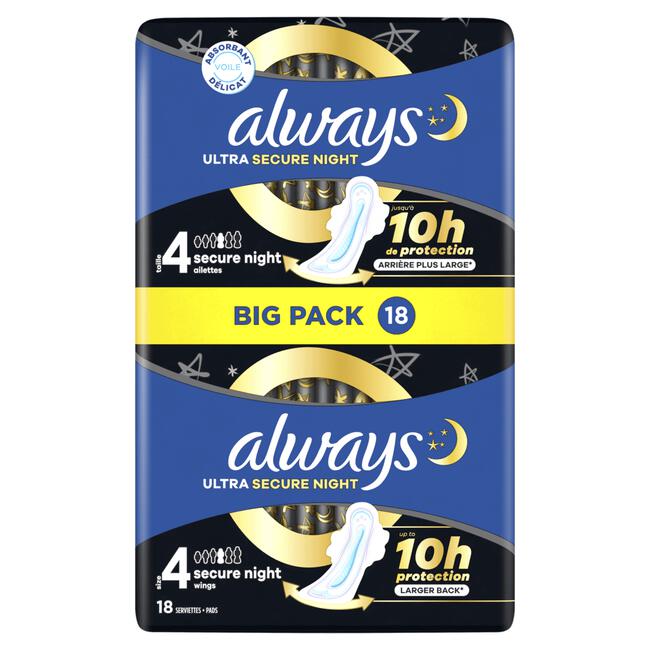 Always Ultra Maandverband Secure Night 18 stuks