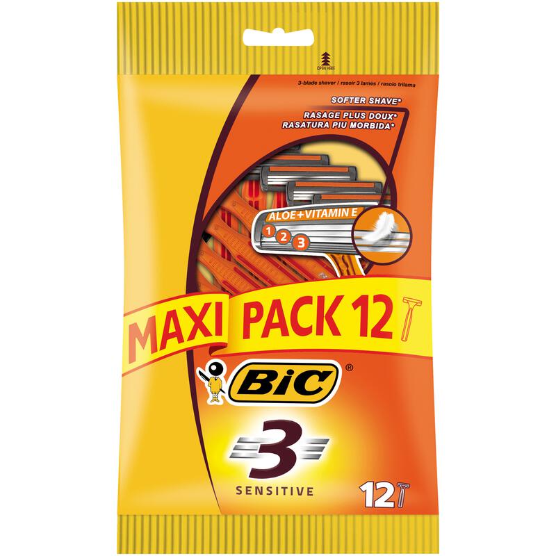 BIC® 3 Sensitive Maxipak 12 stuks