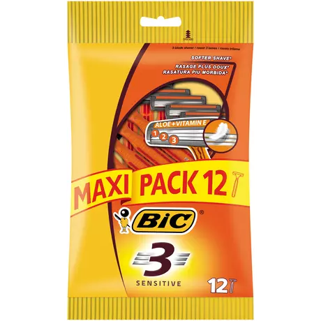BIC® 3 Sensitive Wegwerpscheermesjes Maxipack 12 stuks&nbsp;