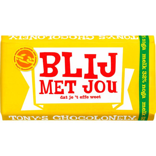 Tony's Chocolonely Chocolade Reep Melk Noga Liefde