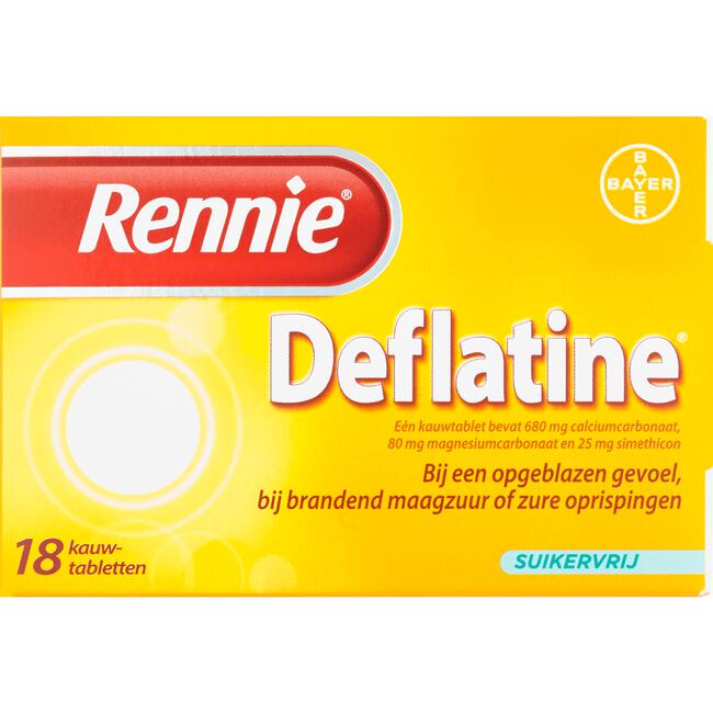 rennie deflatine bij opgeblazen gevoel of winderigheid 18 kauwtabletten