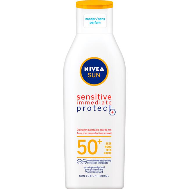 NIVEA SUN Zonnebrand Sensitive Immediate Protect Zonnemelk SPF 50+ 200 ML