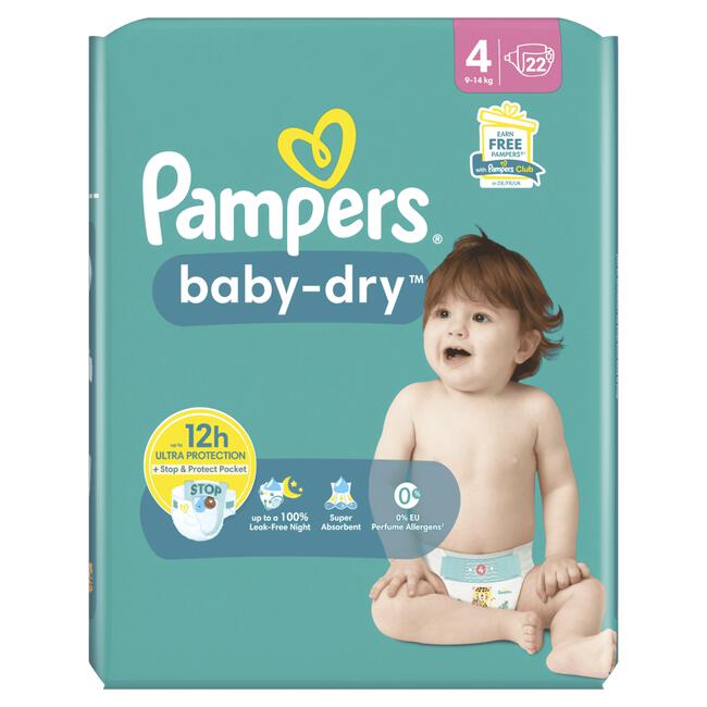 Pampers Baby Dry Luiers Maat 4 9-14 KG 22 stuks