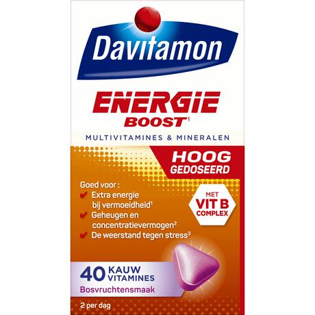 Davitamon Energie Boost Forte Kauwvitamines Bosvruchtensmaak