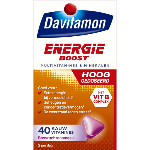 Davitamon Energie Boost Forte Kauwtabletten Bosvruchten 40 stuks