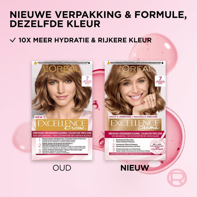 L'Oréal Paris Excellence Crème Permanente Haarverf 7 Middenblond