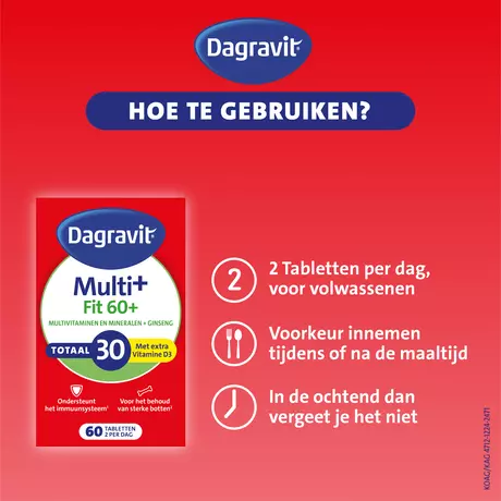 Dagravit Multivitaminen Fit 60+ Totaal 30 Vitamine D3 Tabletten 60 stuks