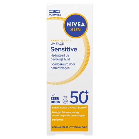 Nivea Sun Uv Face Sensitive Parfumvrije & Hydraterende Zonnebrand SPF50 40 ML