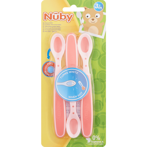 Nûby Warmtegevoelige Lepels 4+ Maanden Roze 3 stuks