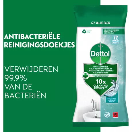 Dettol Antibacteriële Reinigingsdoekjes Oceaanfris 72 stuks