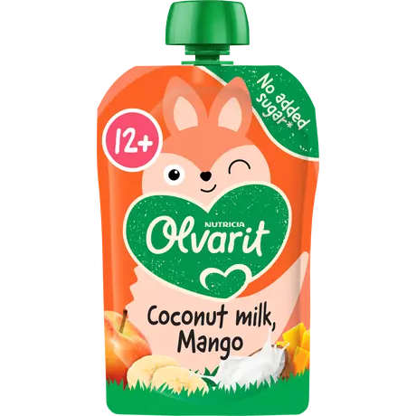Olvarit Knijpfruit Kokosmelk Mango 12+ Maanden 100 gram