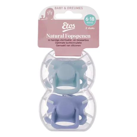 Etos Fopspeen 6-18 Maanden Groen/Blauw 2 stuks