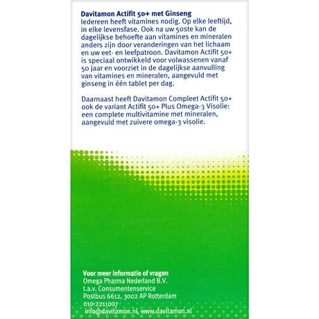 Davitamon Actifit 50+ Multivitamine met Ginseng 90 Tabletten