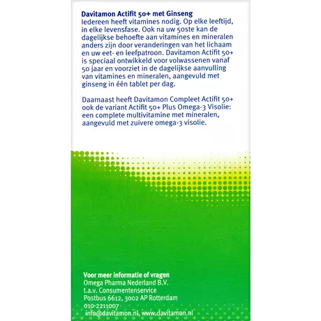 Davitamon Multivitamine Actifit 50+ Ginseng Tabeletten 90 stuks